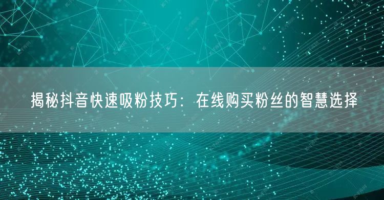 揭秘抖音快速吸粉技巧：在线购买粉丝的智慧选择