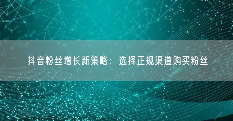 抖音粉丝增长新策略：选择正规渠道购买粉丝